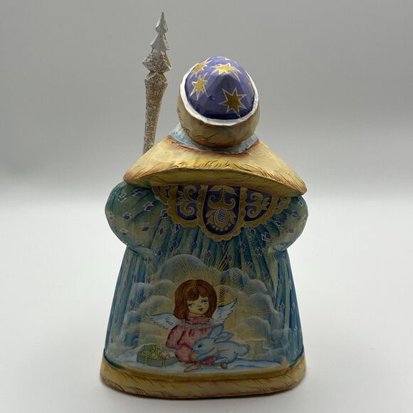 Handpainted Russian/Ukrainian Linden Wood Carved Santa 6" Christmas Angel Bunny - Picture 6 of 11